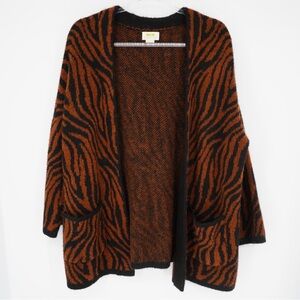 Maeve Menagerie Cardigan XS Brown Zebra print Cozy Long Cardigan